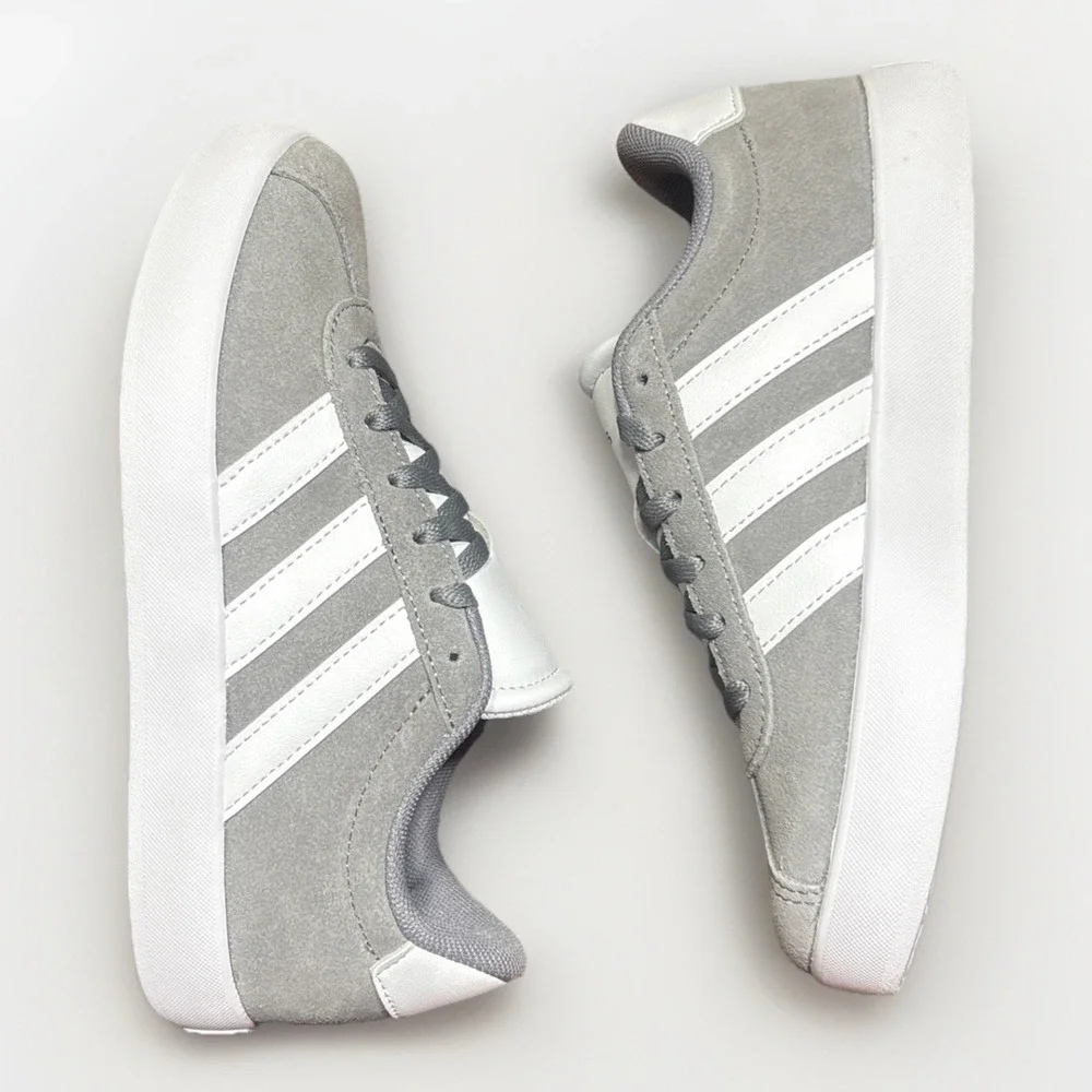 Adidas VL Court 3.0 Shoes  Kids Size 2-Grey Cloud White‎  Sneakers